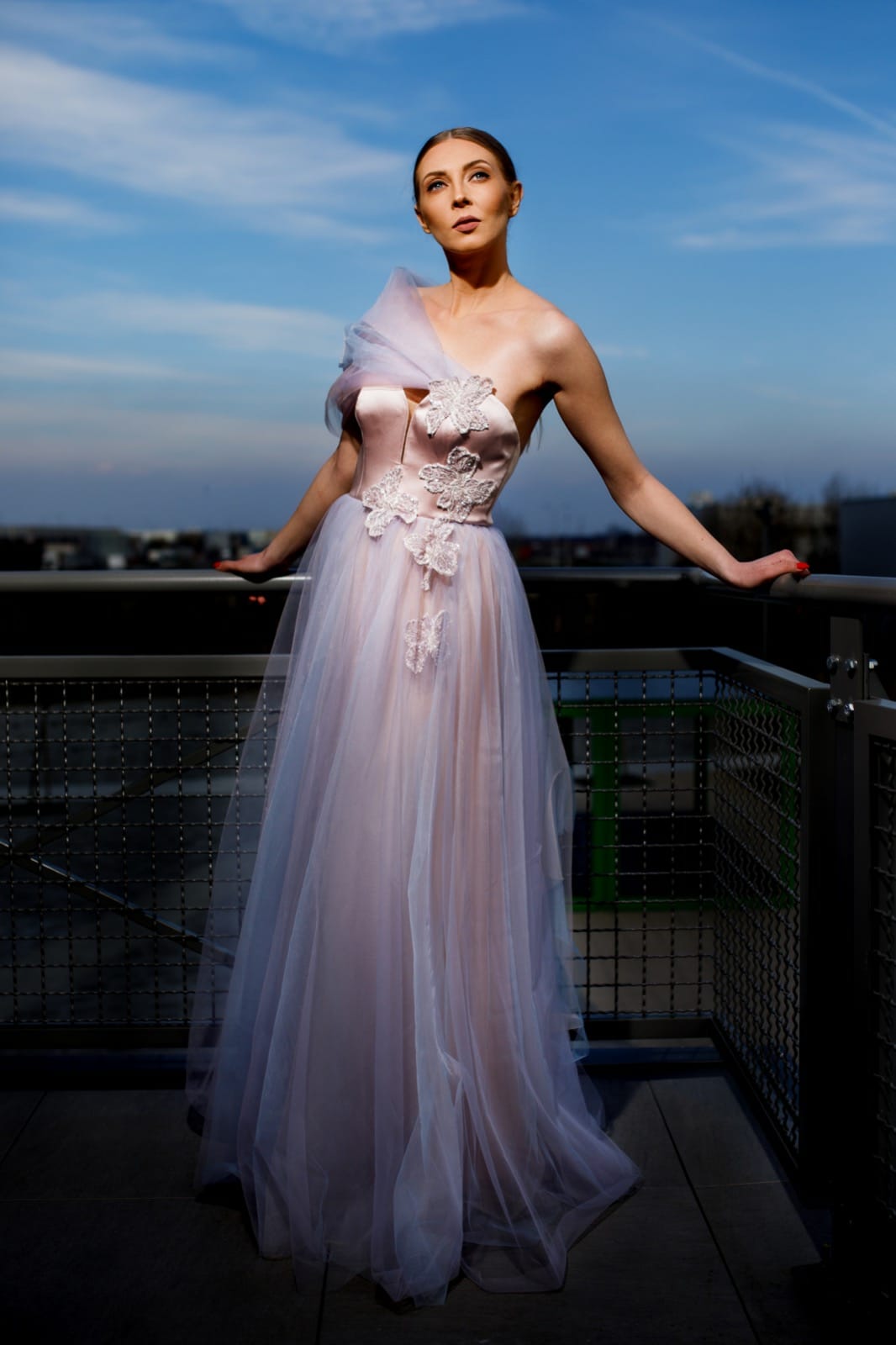 Rochie creație unicat, din tul culori suprapuse | ELL 106